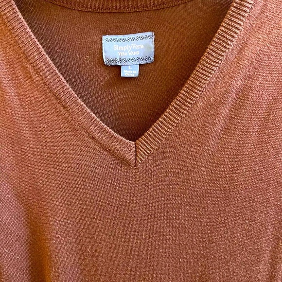 Vera Wang Womens cotton blend Brown Color Long Sleeve Sweater Top Size L - Picture 3 of 4